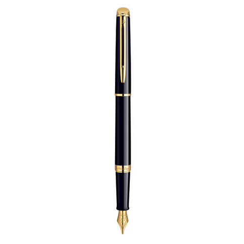 WATERMAN Hemisphere Fountain Pen - Mars Lacquer Black Gold Trim-NS0920630