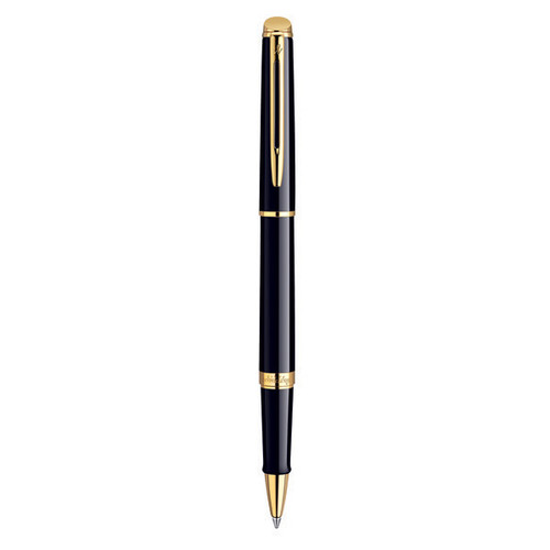 WATERMAN Hemisphere Rollerball Pen - Mars Lacquer Black Gold Trim-NS0920650