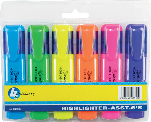 4STATIONERY HIGHLIGHTER 6 pack ASSORTED 4STATIONERY HIGHLIGHTER 6 pack ASSORTED