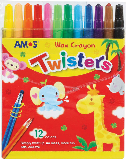 AMOS TWISTER/RETRACTABLE WAX CRAYON 12`s - RC12PST