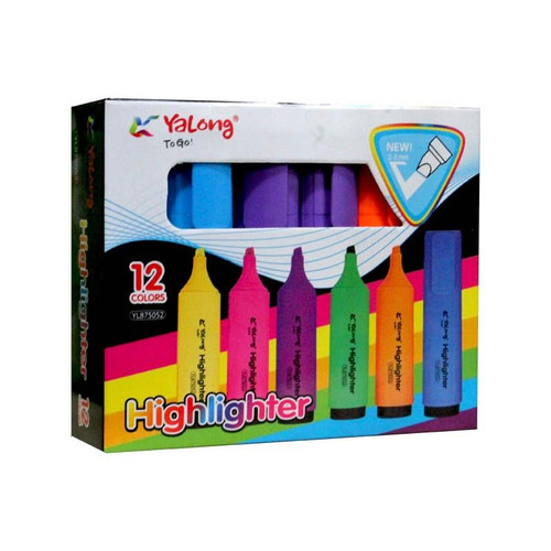 Yalong Assorted Neon Highlighter Box 12   Yalong Assorted Neon Highlighter Box 12