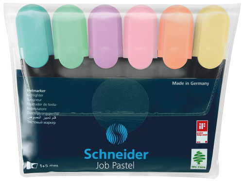 JOB PASTEL HIGHLIGHTER WALLET OF 6 - ALL 6 COLOURS JOB PASTEL HIGHLIGHTER WALLET OF 6 - ALL 6 COLOURS