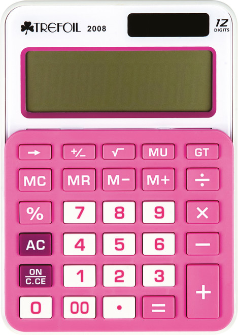 12 DIGIT DESKTOP CALCULATOR MEDUIM PINK / WHITE 2008 12 DIGIT DESKTOP CALCULATOR MEDUIM PINK / WHITE 2008