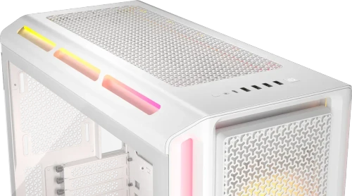 Corsair iCUE LINK 5000T LX RGB, Midi Tower, PC, White, ATX, EATX, micro ATX, Mini-ITX, Plastic, Steel, Tempered glass, Gaming