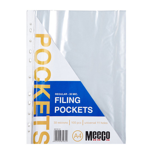 A4 Filing pockets 30 micron (100Pcs/pack) A4 Filing pockets 30 micron (100Pcs/pack)