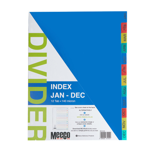 Jan Dec Printed plastic index Multi Colour Jan Dec Printed plastic index Multi Colour