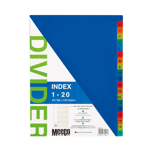 A4 Plastic 1-20 Numbered Divider - Printed A4 Plastic 1-20 Numbered Divider - Printed