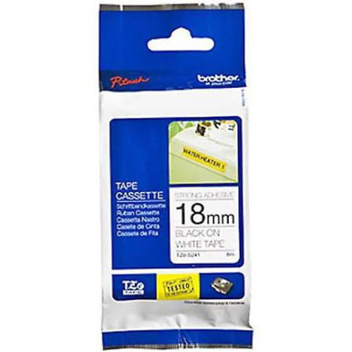 BROTHER Brother TZ-s241 Extra Strength Adhesive Black On White Tape - 18mm BROTHER Brother TZ-s241 Extra Strength Adhesive Black On White Tape - 18mm