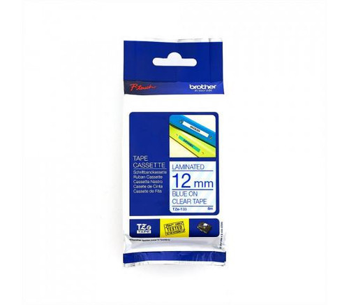 BROTHER Brother TZE133 Labelling 12mm Blue on Clear Tape BROTHER Brother TZE133 Labelling 12mm Blue on Clear Tape