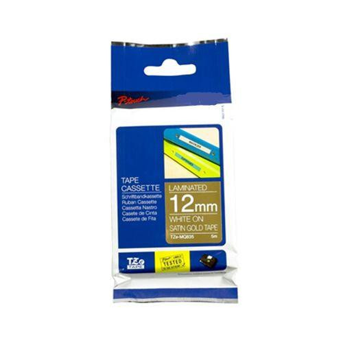BROTHER Brother TZe-MQ835 1/2 In. White on Satin Gold P-Touch Tape BROTHER Brother TZe-MQ835 1/2 In. White on Satin Gold P-Touch Tape