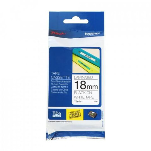 BROTHER Brother TZe S241 Strong Adhesive Tape  Black on White  18mm  BROTHER Brother TZe S241 Strong Adhesive Tape  Black on White  18mm