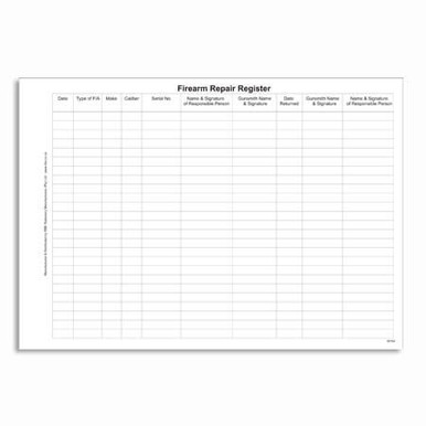 Firearms Key Register Rbe Security Firearm Repair Register - A4 Bound Log Book for Firearm ...