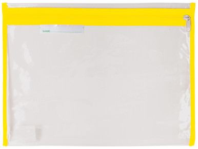 Polyking Clear School Library Bag with Yellow Zip 36 x 27 cm - Durable ...