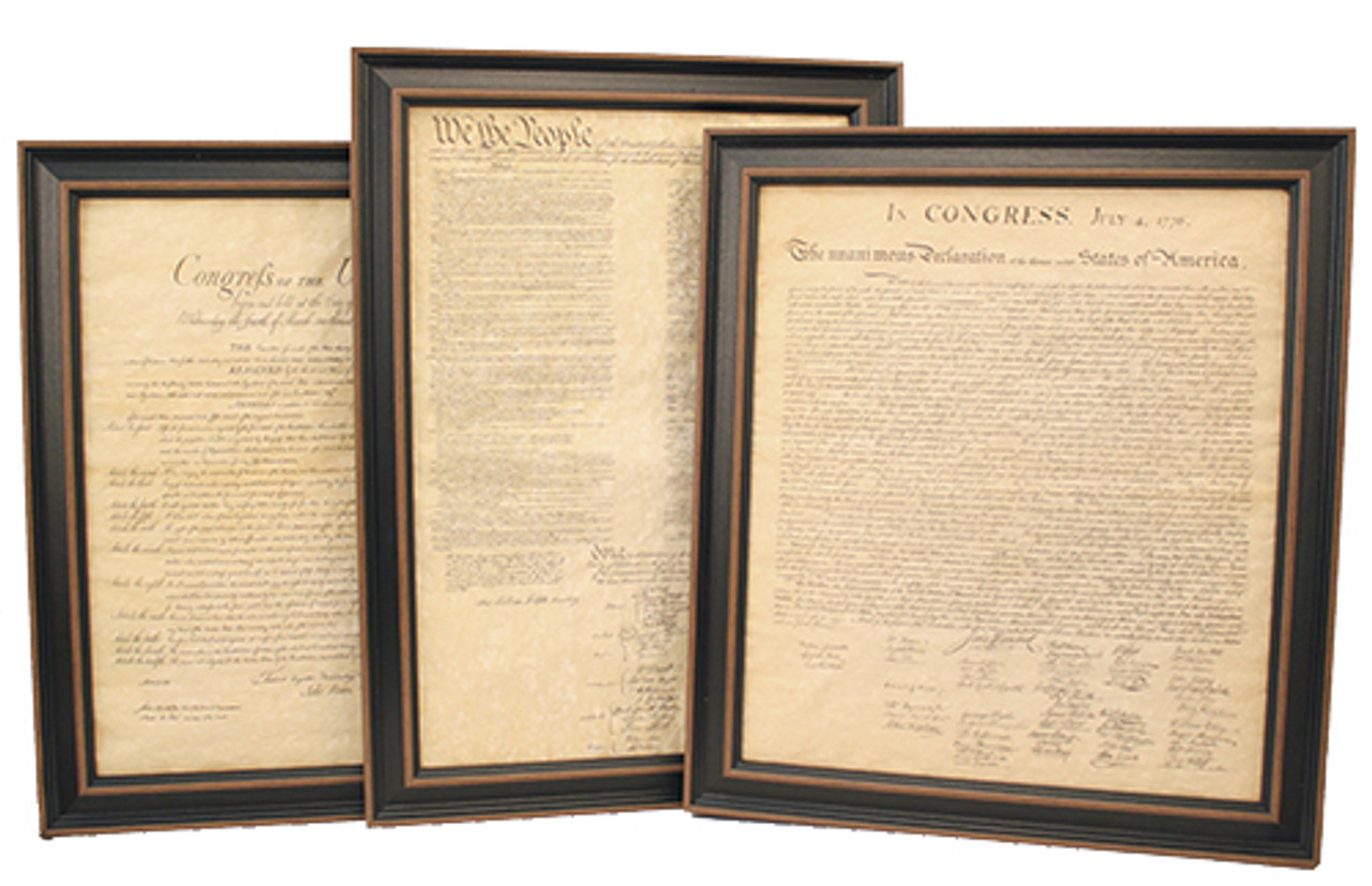 Framed Constitution Declaration Of Independence And Bill Of Rights Set Made In Usa Free