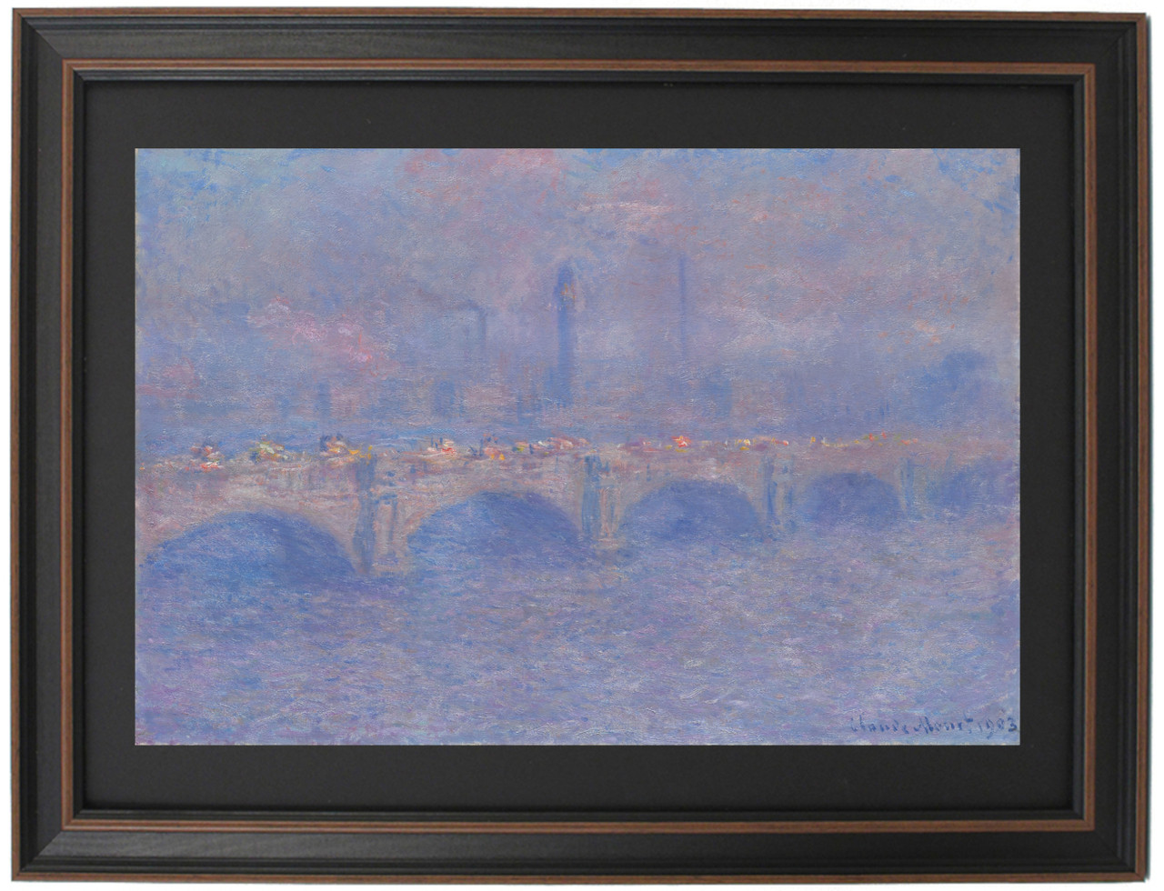 Framed Waterloo Bridge, Sunlight Effect by Claude Monet