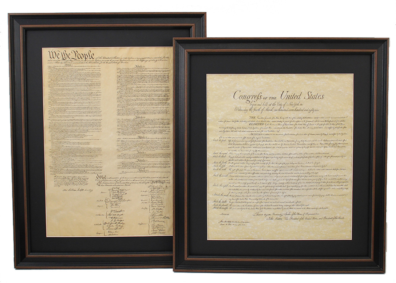 Framed United States Constitution And Bill Of Rights With Mat Made In