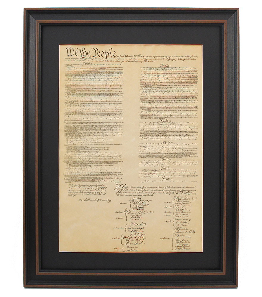 Poster Size Framed United States Constitution & Bill of Rights with Mat ...