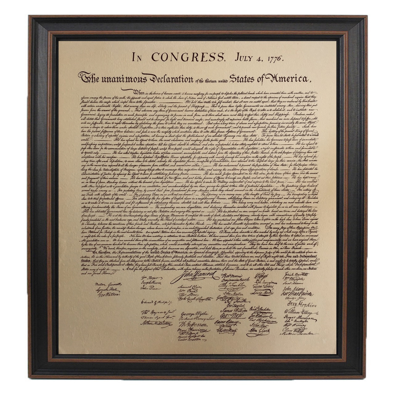 Framed Declaration Of Independence Made In Usa Free Shipping On All Orders At