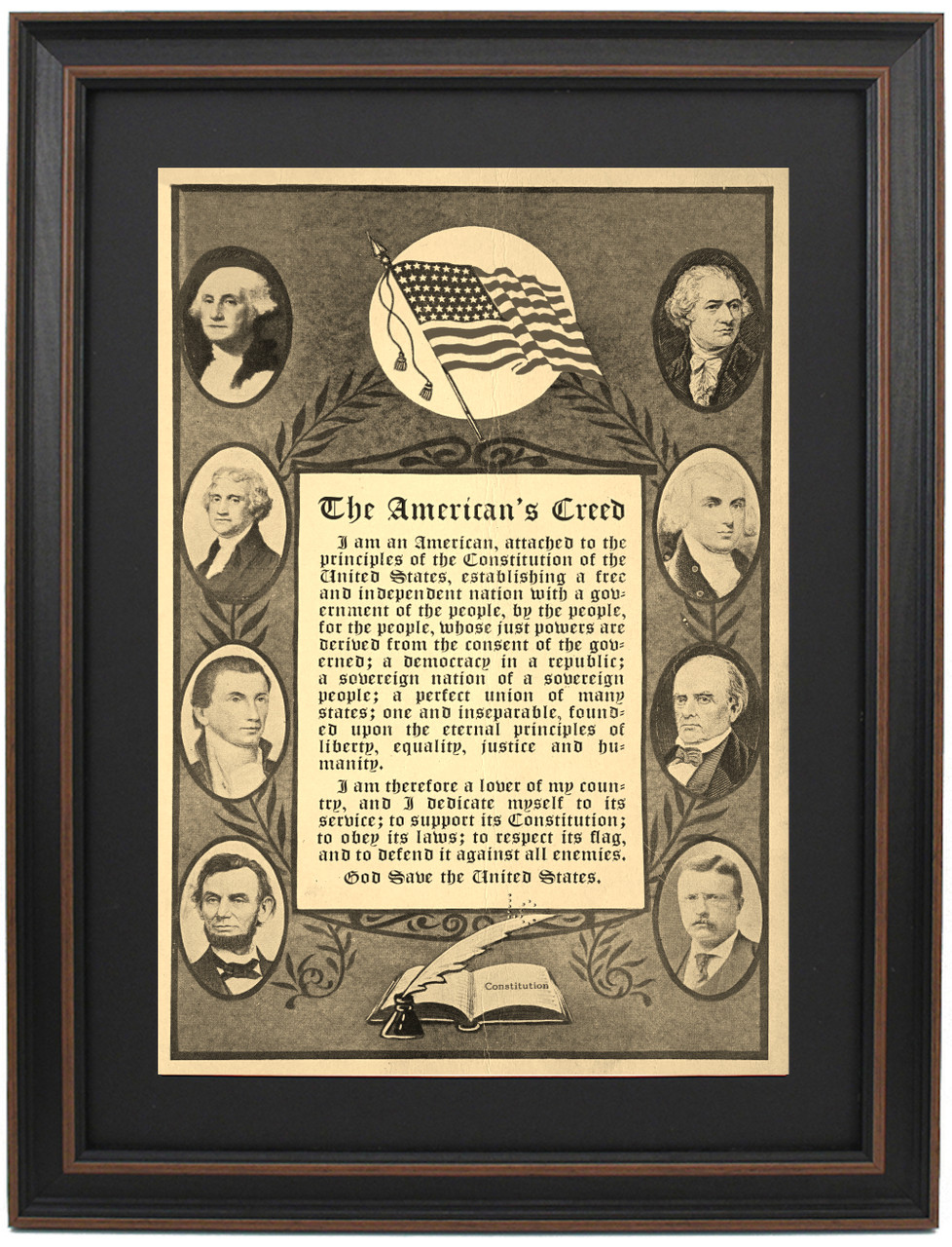 Beautiful.t24■1790+1690×10=18690ヒーリング Framed The American's Creed by William Tyler Page