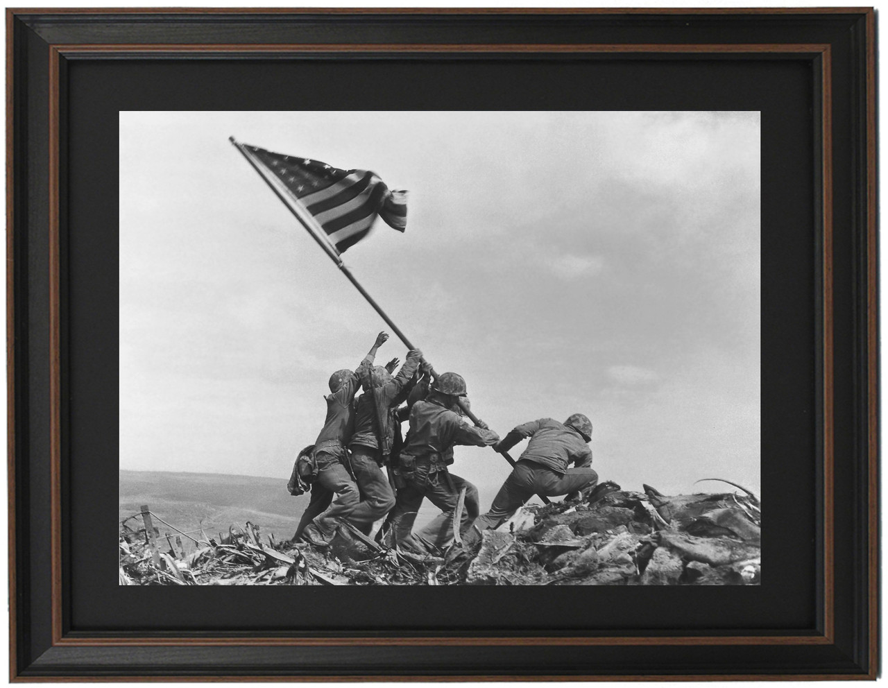 Framed Raising the Flag at Iwo Jima by Joe Rosenthal