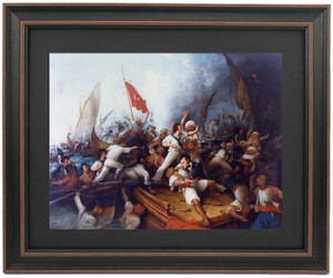 Framed Decatur Boarding the Tripolitan Gunboat by Dennis Malone Carter Framed Decatur Boarding the Tripolitan Gunboat by Dennis Malone Carter