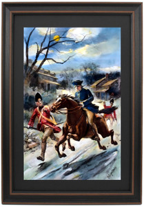 Framed Paul Revere's Ride Boston to Lexington, April 18, 1775 by John Steeple Davis