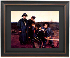 Framed Civil War Drummer Boys Playing Cards by Julian Scott Framed Civil War Drummer Boys Playing Cards by Julian Scott