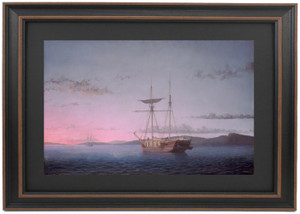 Framed Lumber Schooners at Evening on Penobscot Bay by Fitz Henry Lane