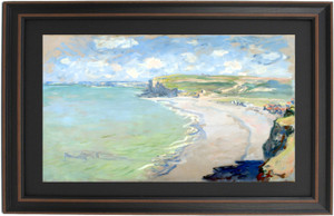 Framed Beach in Pourville by Claude Monet