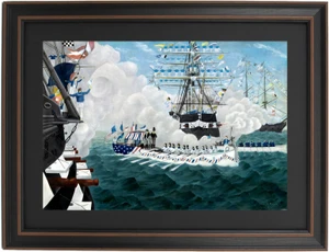 Framed Salute to General Washington in New York Harbor