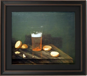 Still Life with Beer Glass and Bread Rolls by Georg Hainz