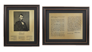 Framed Abraham Lincoln Portrait & Gettysburg Address Set with Mat Framed Abraham Lincoln Portrait & Gettysburg Address Set with Mat