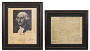 Framed George Washington Portrait & Washington's First Inaugural Address Set with Black Ma Framed George Washington Portrait & Washington's First Inaugural Address Set with Black Ma