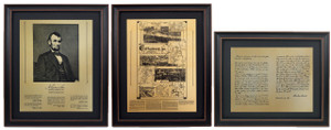 Framed Abraham Lincoln Portrait,  Gettysburg Battlefield Map & Gettysburg Address Set with Mat Framed Abraham Lincoln Portrait,  Gettysburg Battlefield Map & Gettysburg Address Set with Mat