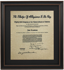 Framed Resolution of Congress to Amend The Pledge of Allegiance to The Flag 1954 Framed Resolution of Congress to Amend The Pledge of Allegiance to The Flag 1954