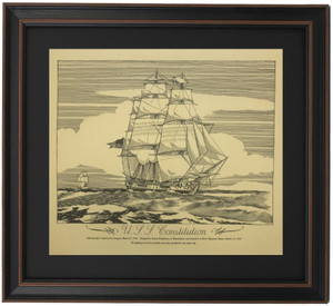 Framed Drawing of the USS Constitution Framed Drawing of the USS Constitution