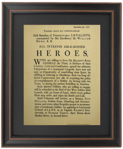 Framed British Army Recruiting Poster 1777 Framed British Army Recruiting Poster 1777