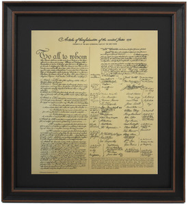 Framed Articles of Confederation Framed Articles of Confederation
