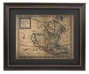 Framed New Map of North America 1736