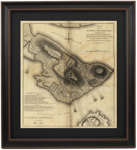 Framed Bunker Hill Battlefield Map. Framed Bunker Hill Battlefield Map.