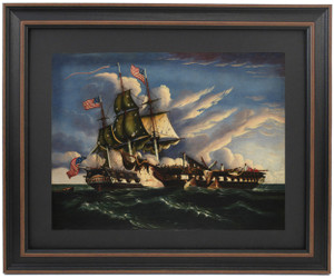 Framed USS Constitution vs. HMS Guerriere by Thomas Chambers Framed USS Constitution vs. HMS Guerriere by Thomas Chambers