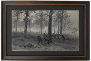 Framed Battle of Chickamauga by Alfred Waud Framed Battle of Chickamauga by Alfred Waud