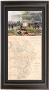 Framed Battle of the Antietam by Thure de Thulstrup & Battlefield Map Framed Battle of the Antietam by Thure de Thulstrup & Battlefield Map