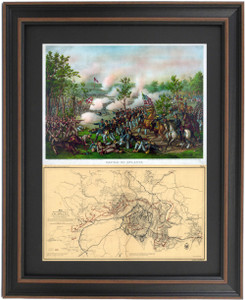 Framed Battle of Atlanta by Kurz & Allison with Siege of Atlanta Map Framed Battle of Atlanta by Kurz & Allison with Siege of Atlanta Map
