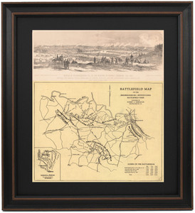 Framed Battle of Fredericksburg by Edwin Forbes with Battlefield Map Framed Battle of Fredericksburg by Edwin Forbes with Battlefield Map