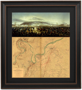 Framed Battle of Lookout Mountain with Chattanooga Battlefield Map Framed Battle of Lookout Mountain with Chattanooga Battlefield Map