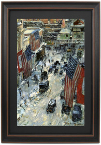 Framed  Flags on Fifty-Seventh Street 1918 by  Frederick Childe Hassam Framed  Flags on Fifty-Seventh Street 1918 by  Frederick Childe Hassam