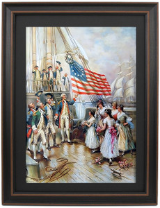 Framed Washington with Old Glory by Edward Percy Moran Framed Washington with Old Glory by Edward Percy Moran