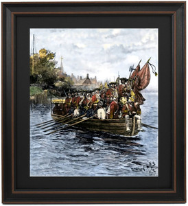 Framed Last Boatload of British troops Evacuating New York City by Howard Pyle Framed Last Boatload of British troops Evacuating New York City by Howard Pyle