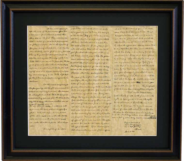 Framed Abraham Lincoln's Second Inaugural Address